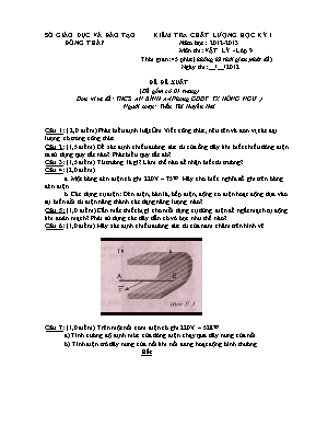 Đề đề xuất kiểm tra chất lượng học kỳ I môn Vật lý Lớp 9 - Năm học 2012-2013 - Trường THCS An Bình A (Có đáp án)